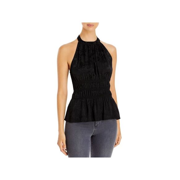 RED HAUTE Tops - RED HAUTE Womens Black Color Block Sleeveless Halter Peplum Top S